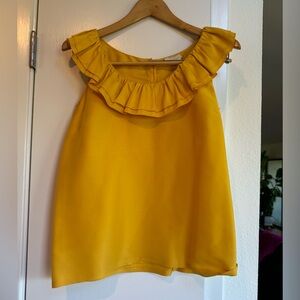 Kate Spade XS yellow silk ruffle sleeveless blouse